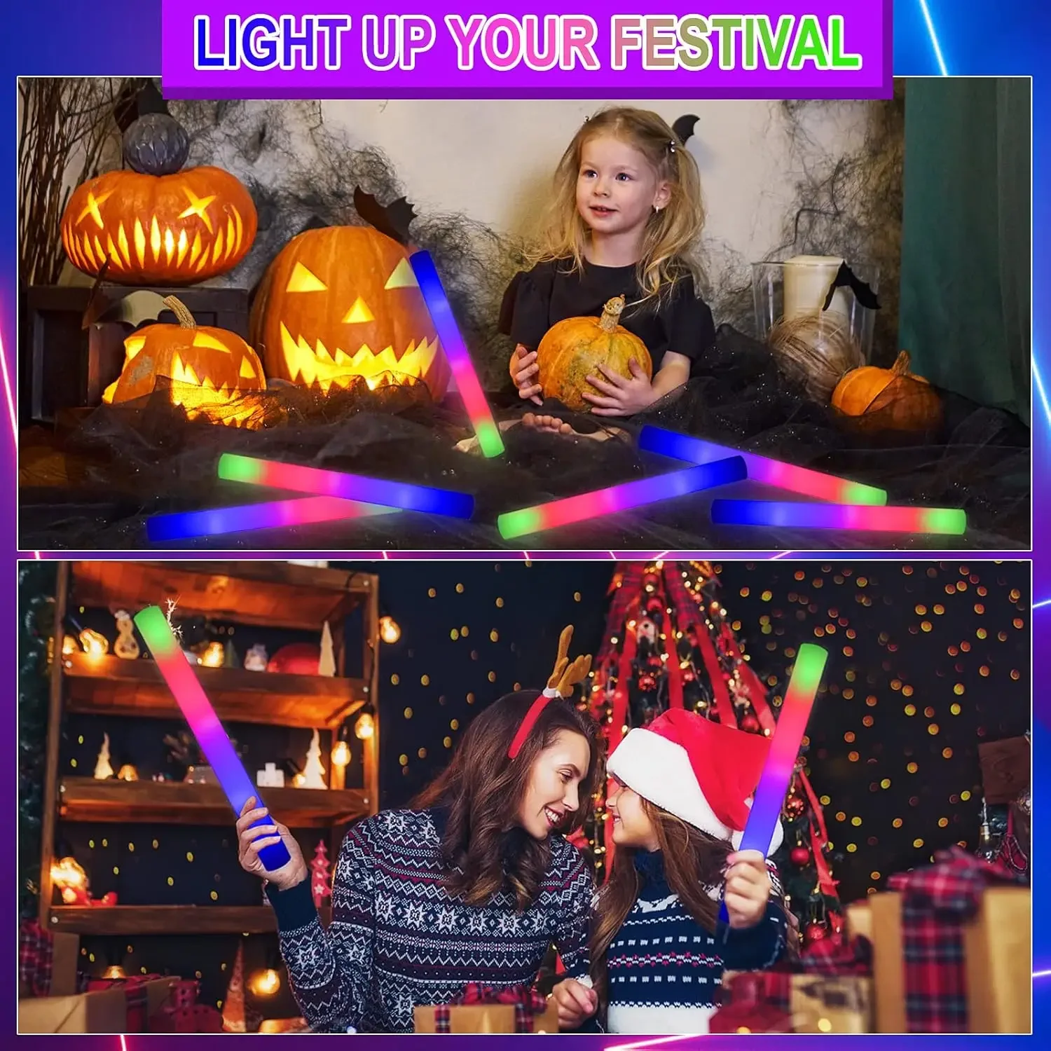 2Z-50PCS Led Foam Glow Sticks  - Flashing Led Foam Sticks Party ulasan dan harga
