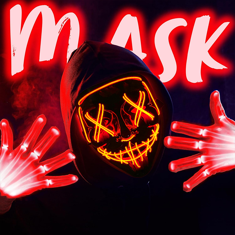 2026 Wireless Colorful Neon Li - Led Purge Mask Halloween ulasan dan harga